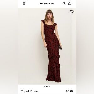 Reformation Tripoli Dress in Burgundy with Black Floral